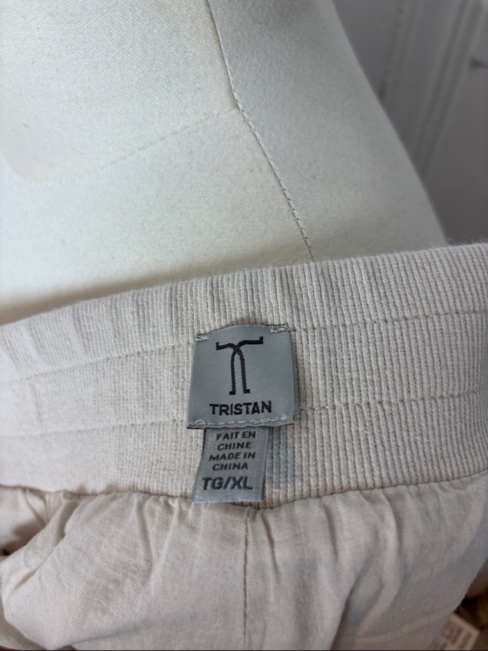 TRISTAN 100% Linen Set | Beige Jogger Pants & Sleeveless Button Shirt | Size XL - Picture 12 of 13